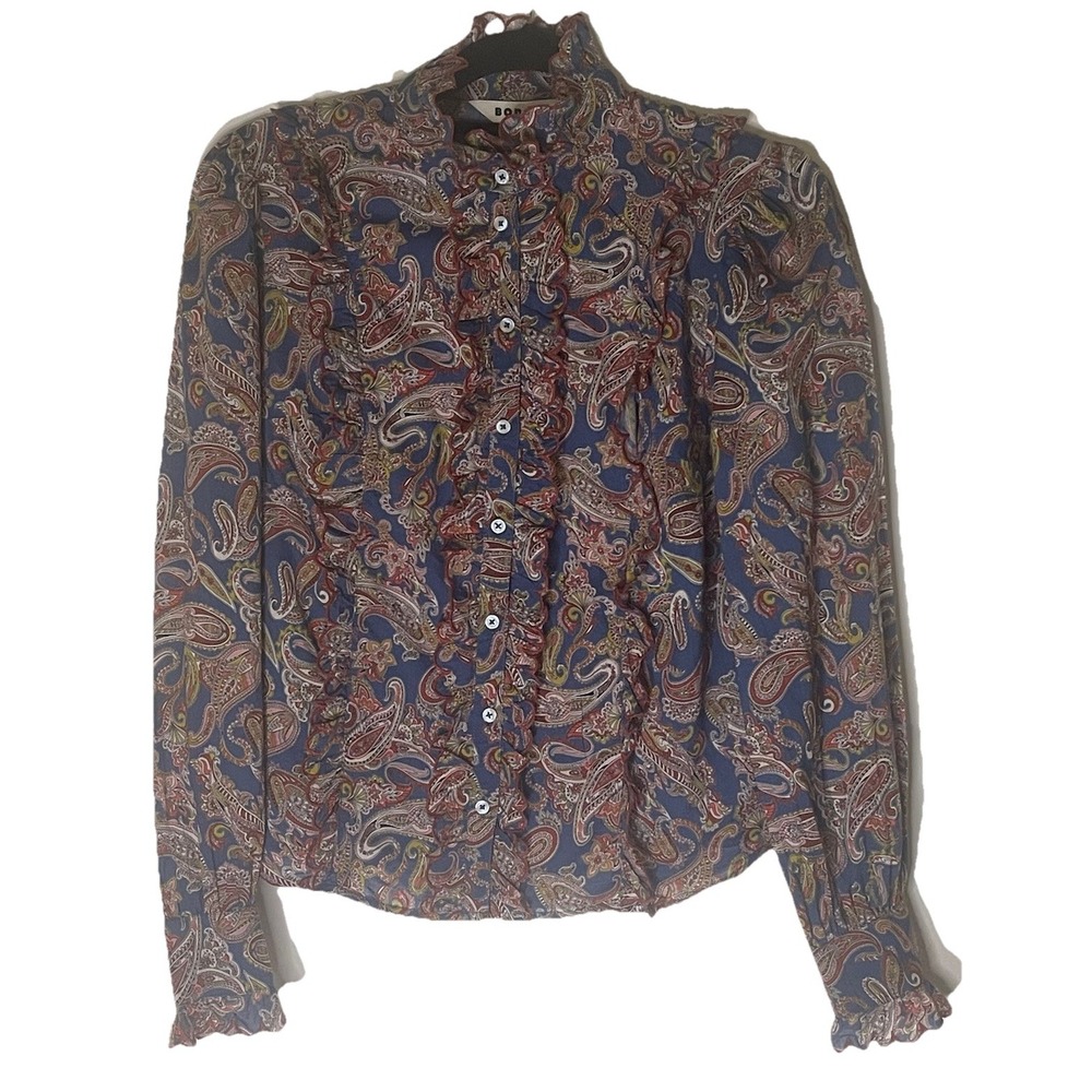 Boden Women's‎ Paisley Print 100% Cotton Long Sleeve Button Up Blouse Top Size 4